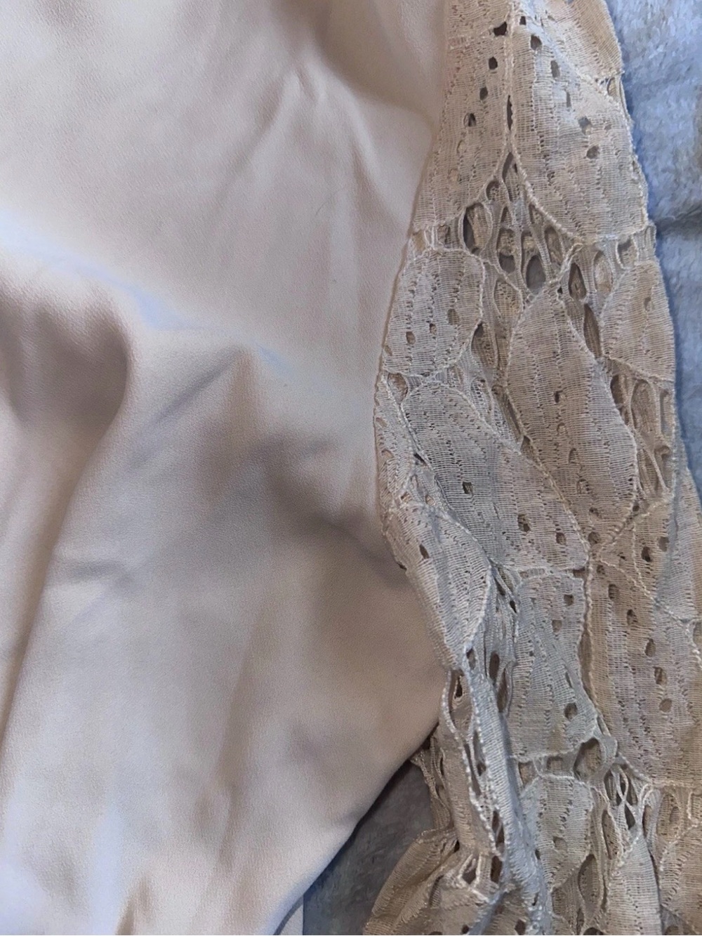 Cupshe Cream Scalloped Neck Lace-Sleeve Blouse - Picture 3 of 5